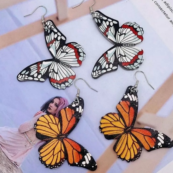 Butterfly Boho leather Earrings!!! New!!! - Picture 2 of 3